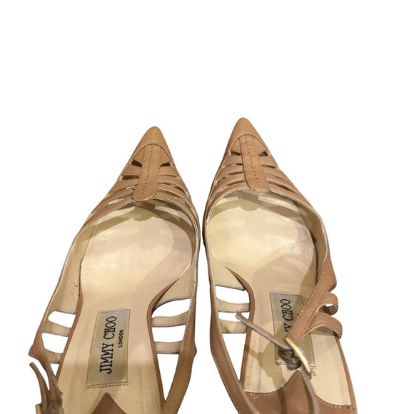 Jimmy Choo Embossed Leather Cutout Accent Slingback Pumps EU 37.5/US 7.5 Heels - Picture 10 of 10